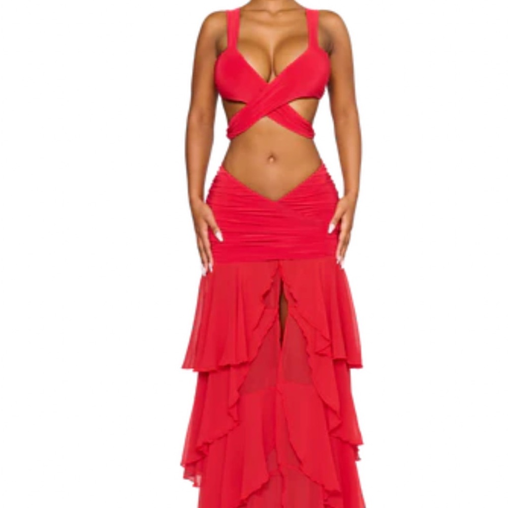 Stunning Red Cutout Maxi Dress